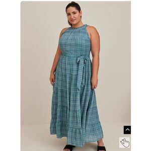 Torrid Blue Plaid Maxi Dress 18/20 2X